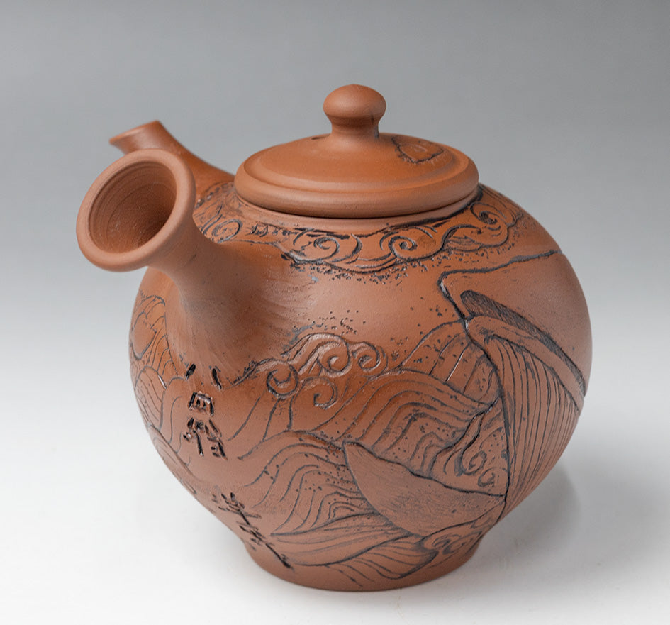Whale Engraved Shudei Teapot by Konishi Yohei & Yukari | Coffee and Tea Gifts