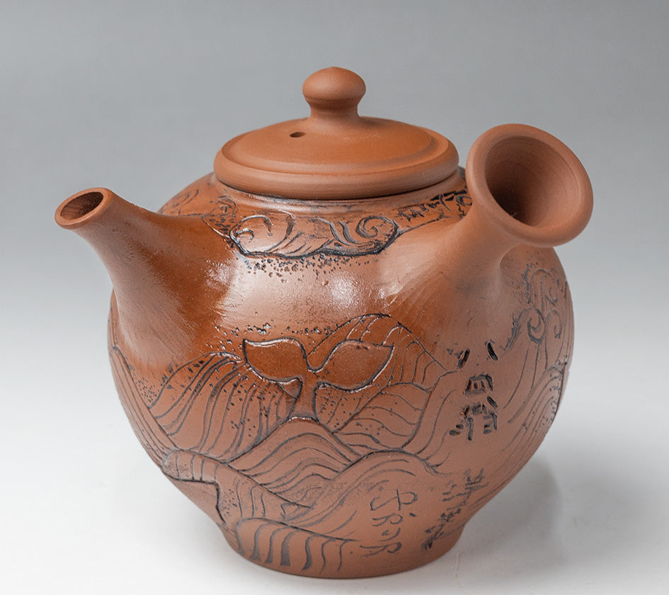 Whale Engraved Shudei Teapot by Konishi Yohei & Yukari - Detail View | Coffee and Tea Gifts
