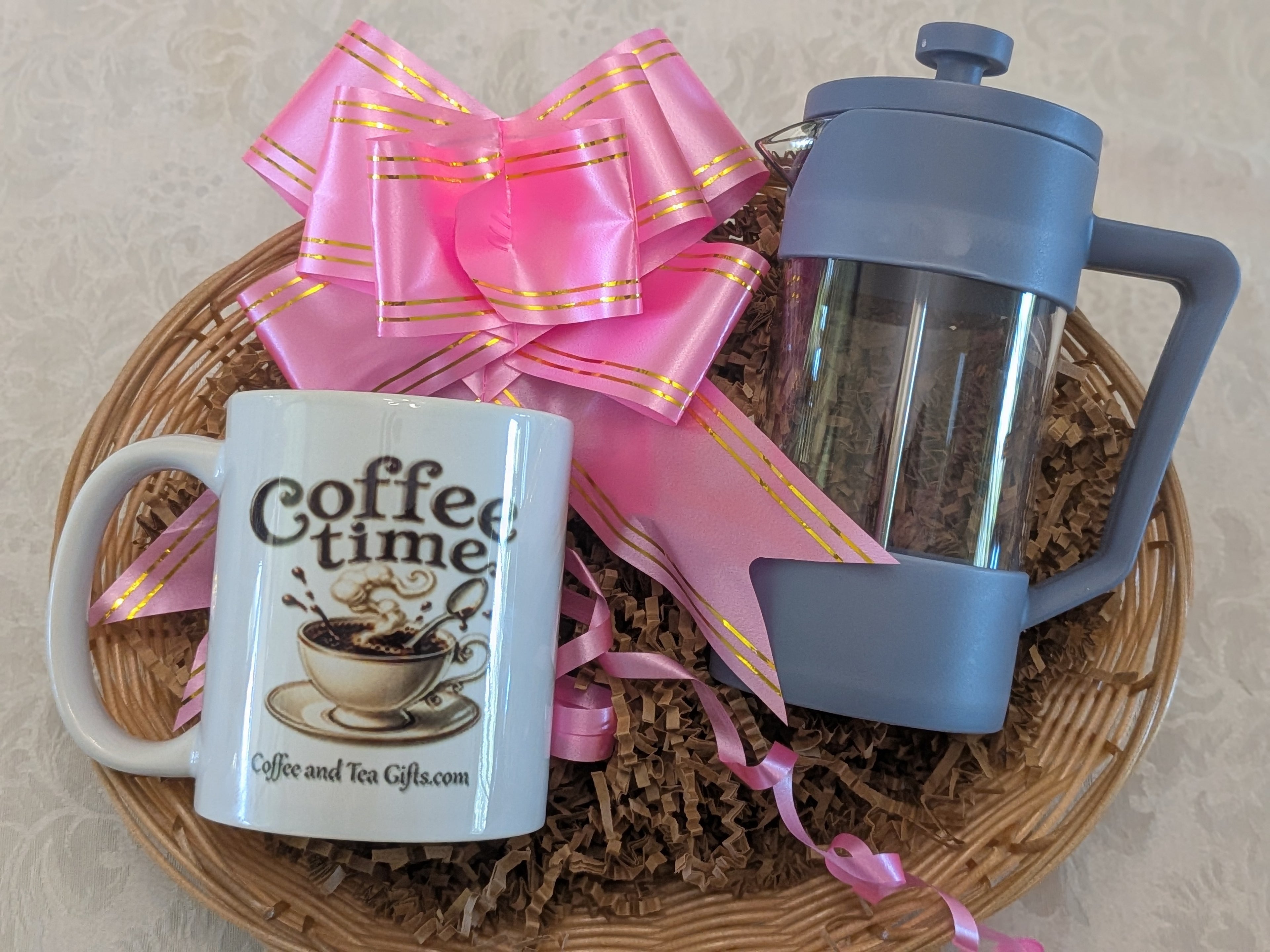 Individual Coffee Time Brewer & Mug Gift Basket — Single Serve Gift