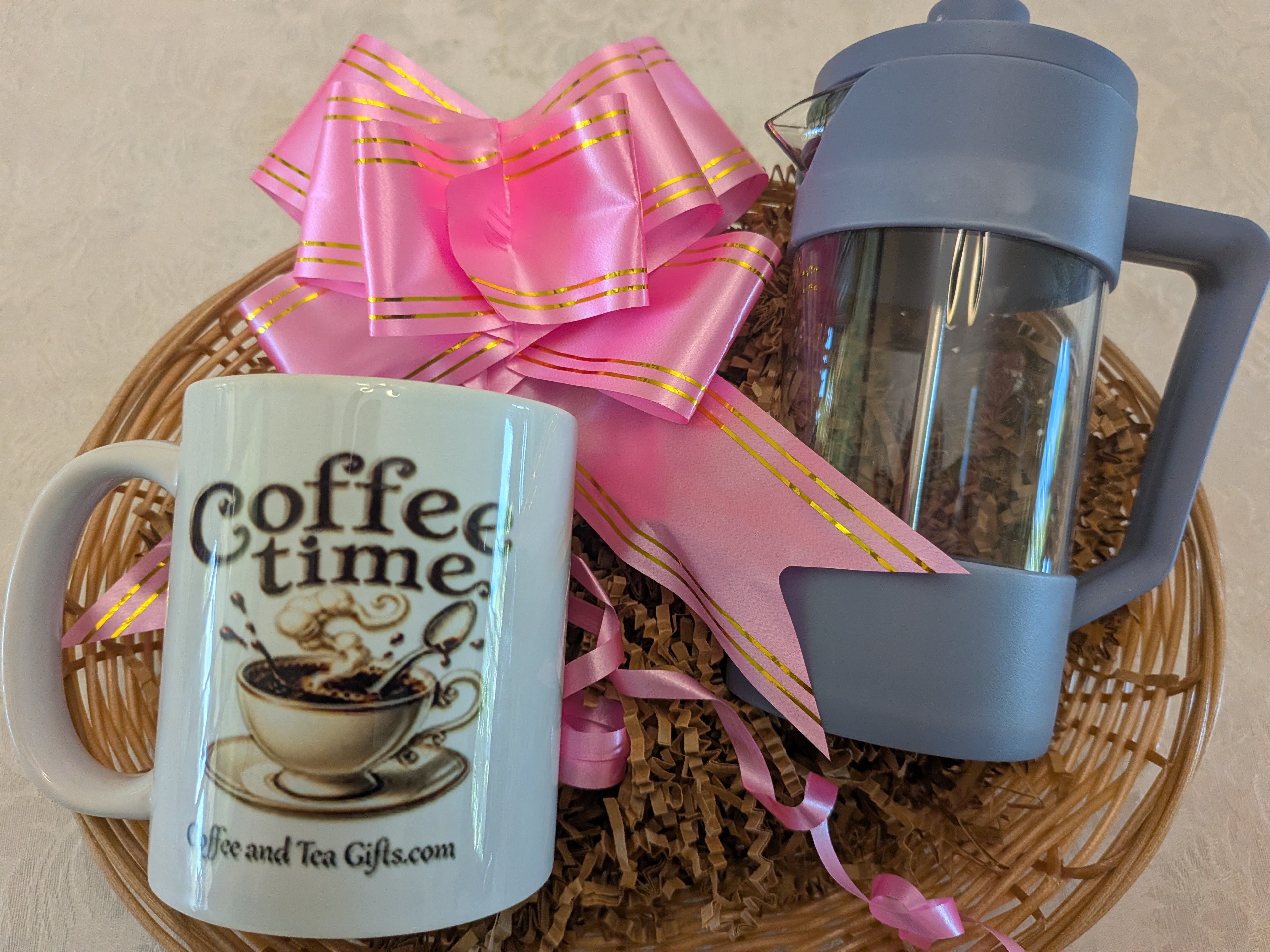 Individual Coffee Time Brewer & Mug Gift Basket — Single Serve Gift