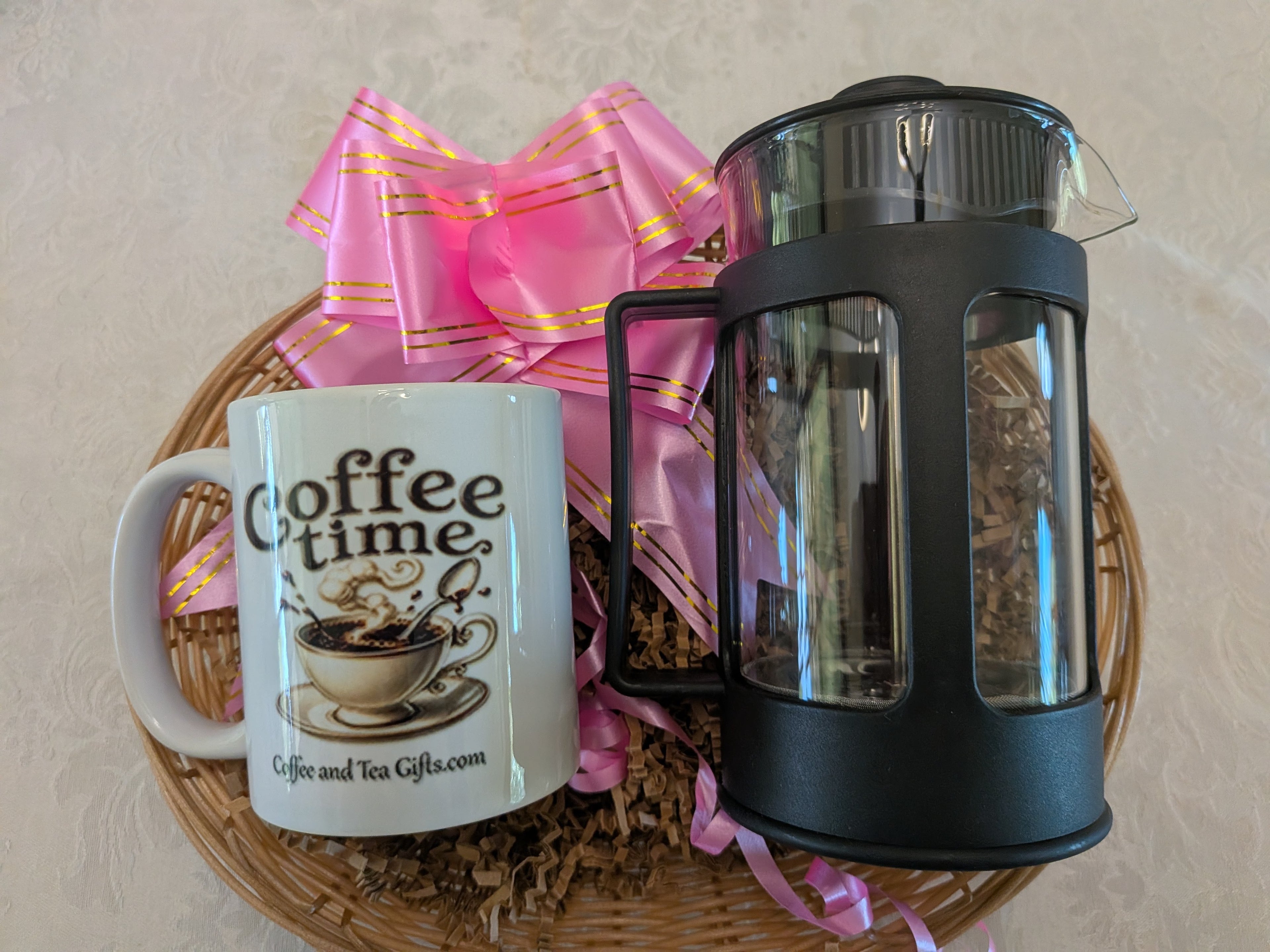 Large Coffee Brewer & Mug Gift Basket — Premium Coffee Lovers Gift