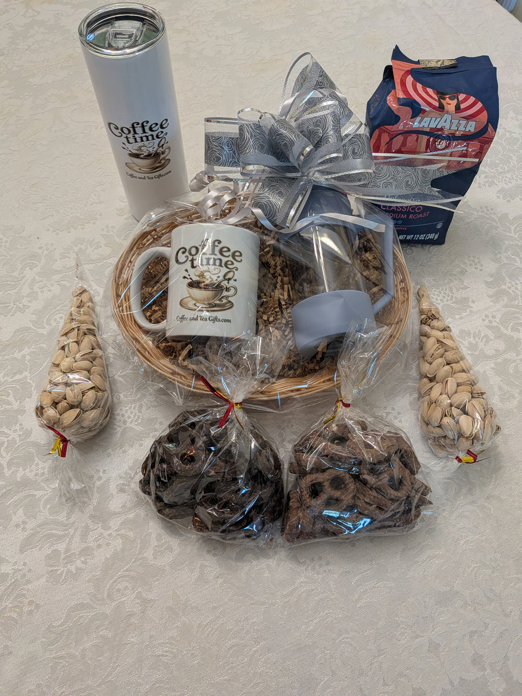 Individual Coffee Time Brewer & Mug Gift Basket — Single Serve Gift