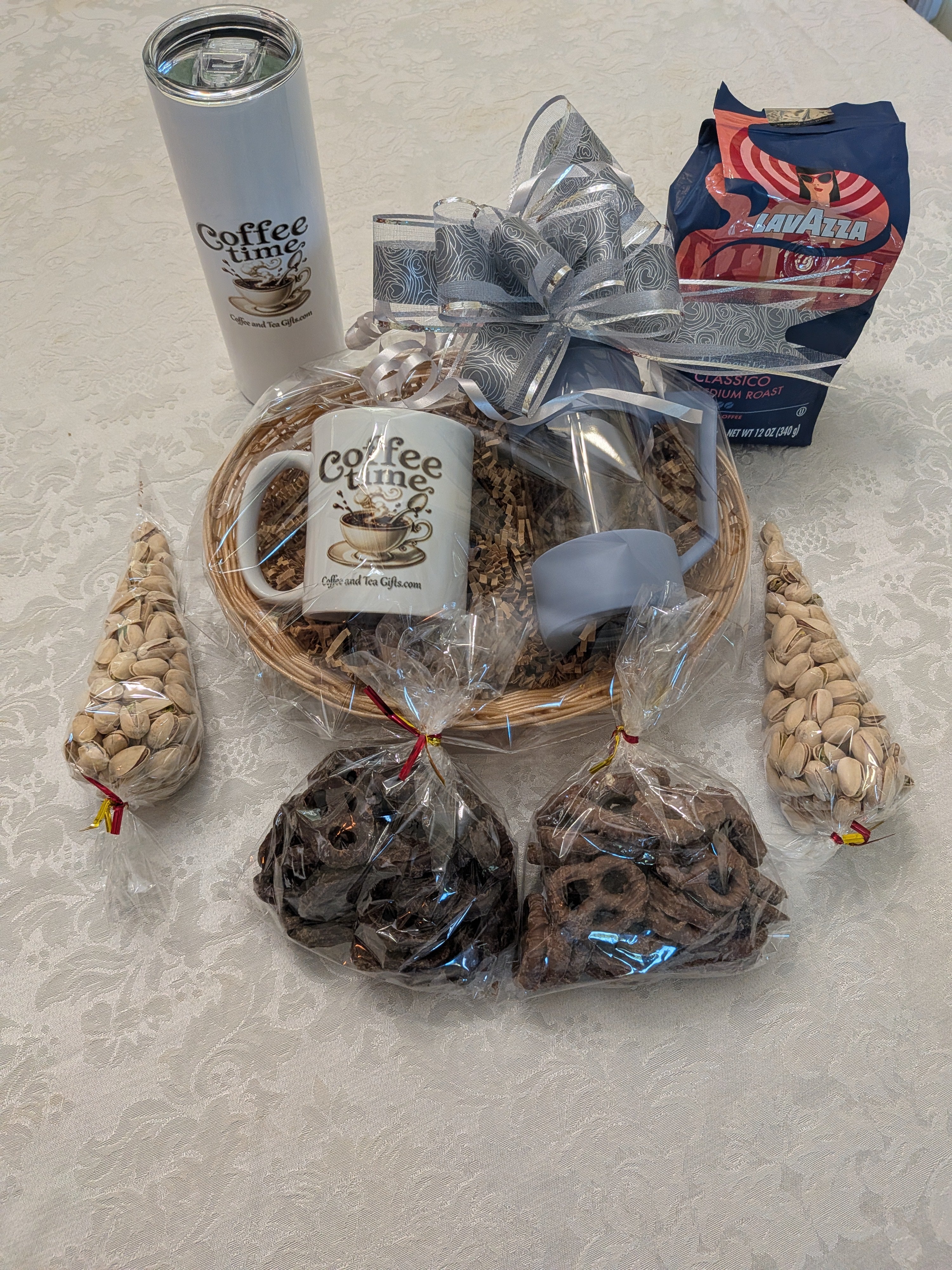 Individual Coffee Time Brewer & Mug Gift Basket — Single Serve Gift