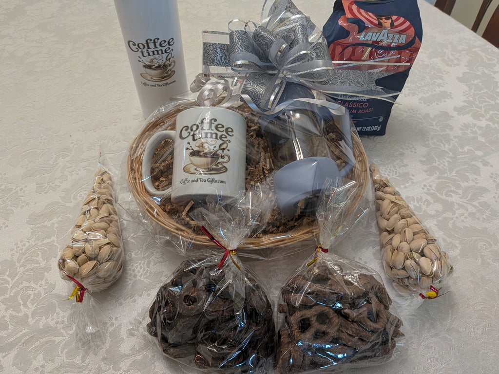Individual Coffee Time Brewer & Mug Gift Basket — Single Serve Gift