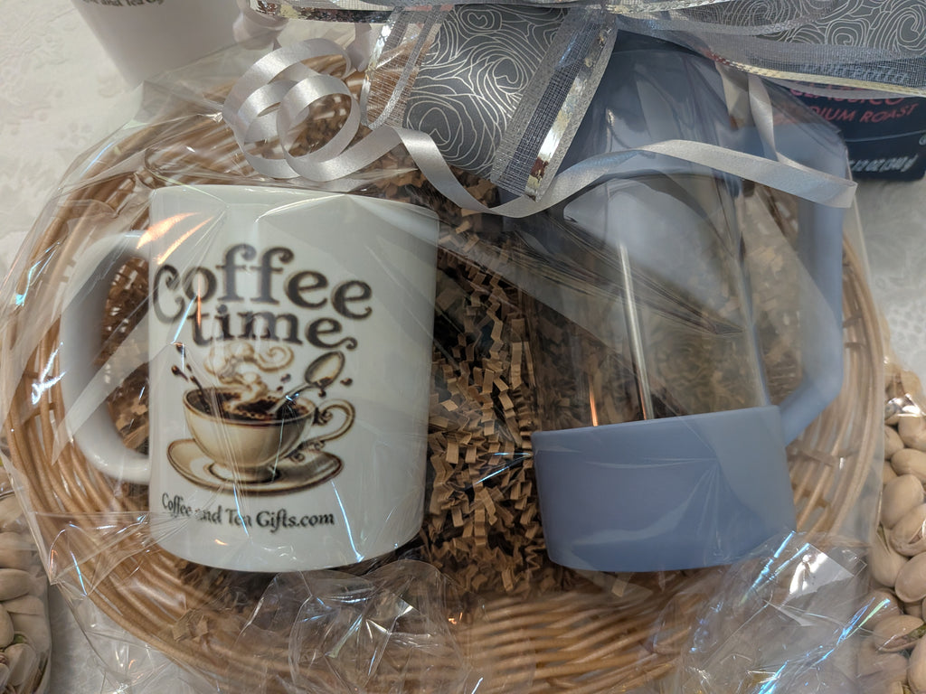 Individual Coffee Time Brewer & Mug Gift Basket — Single Serve Gift