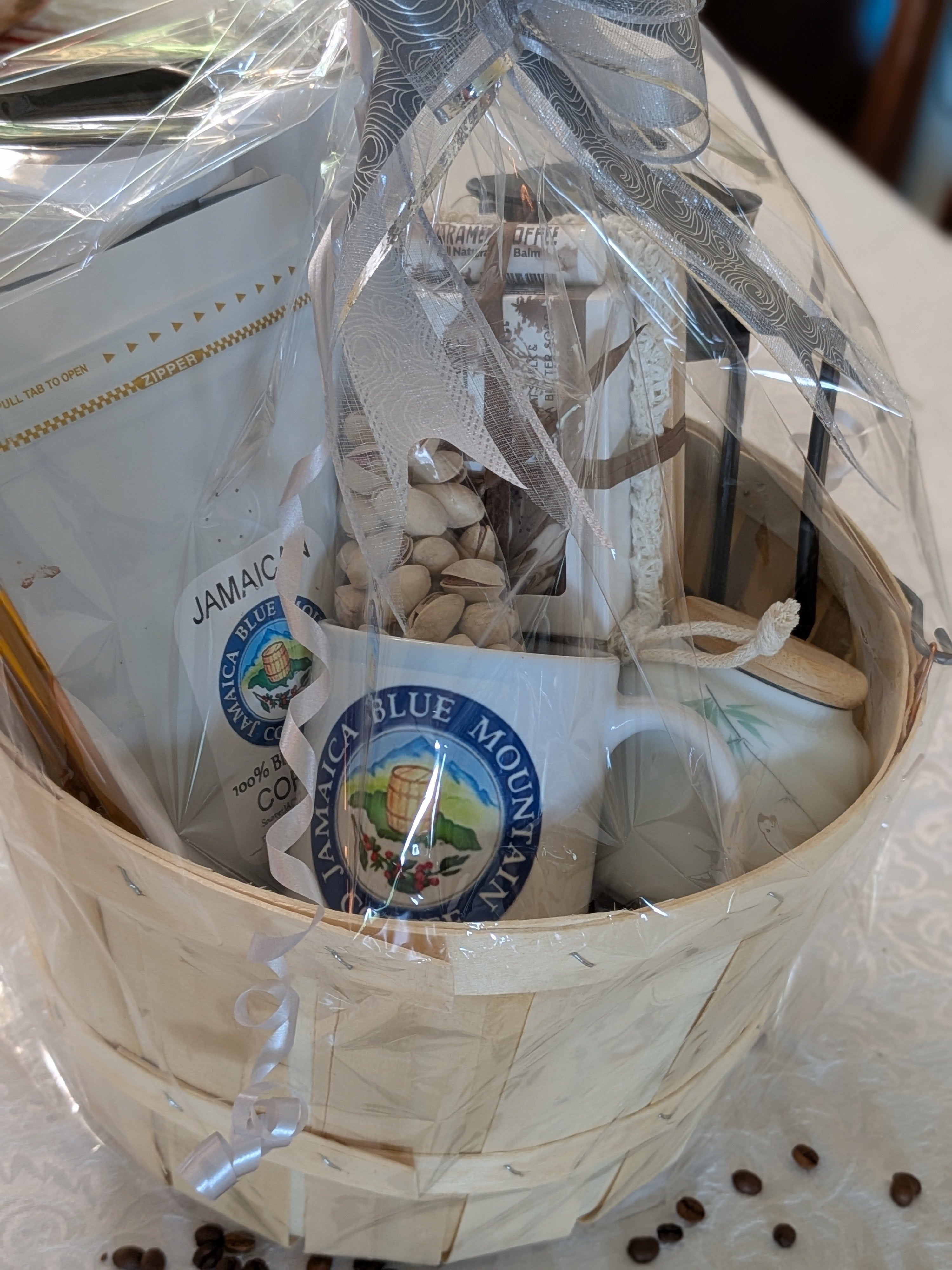 Premium Jamaican Blue Mountain Coffee Gift Basket — Brewer, Mug & Soap Set