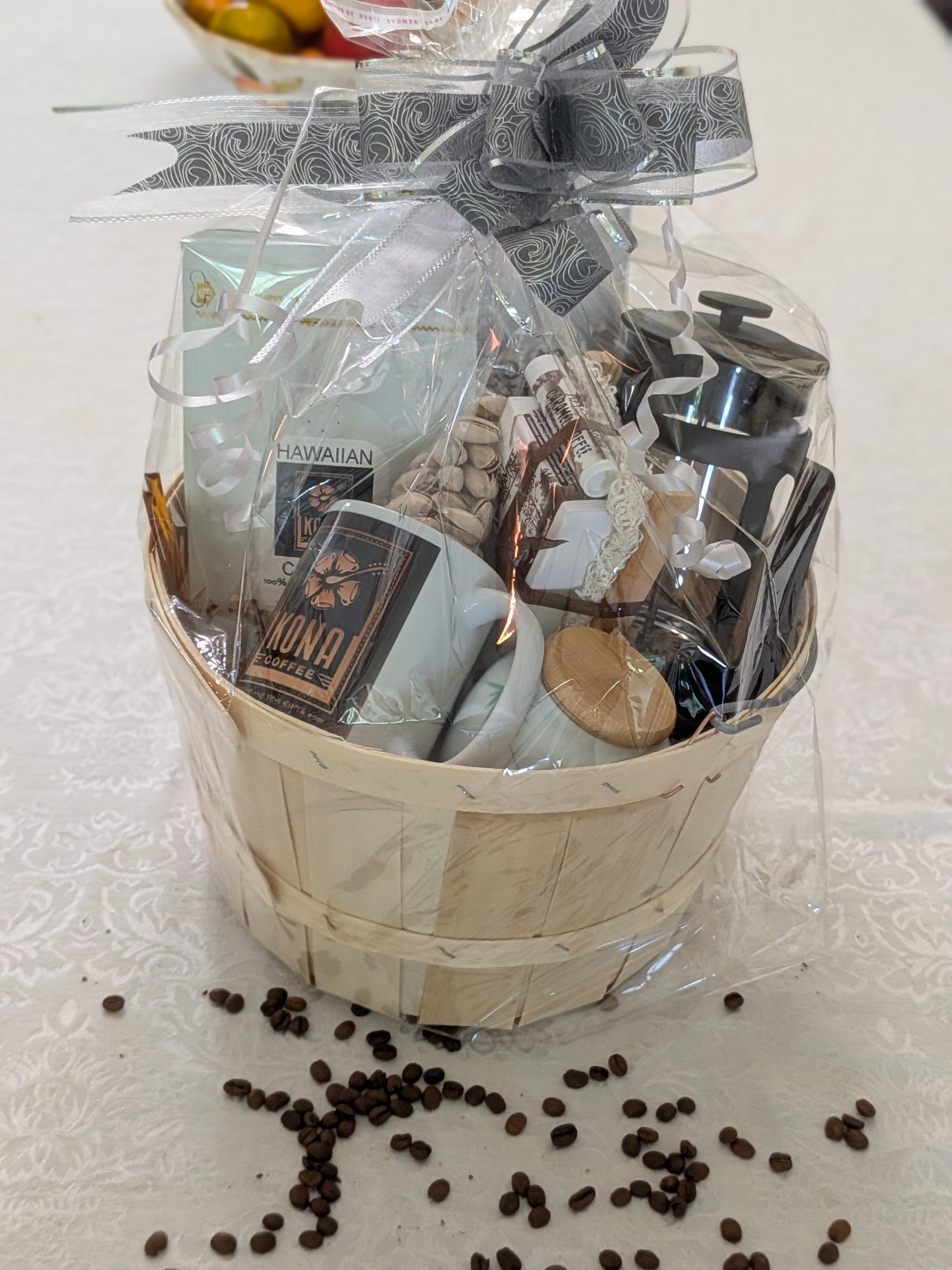 Premium Hawaiian Kona Coffee Gift Basket — Brewer, Mug & Soap Set