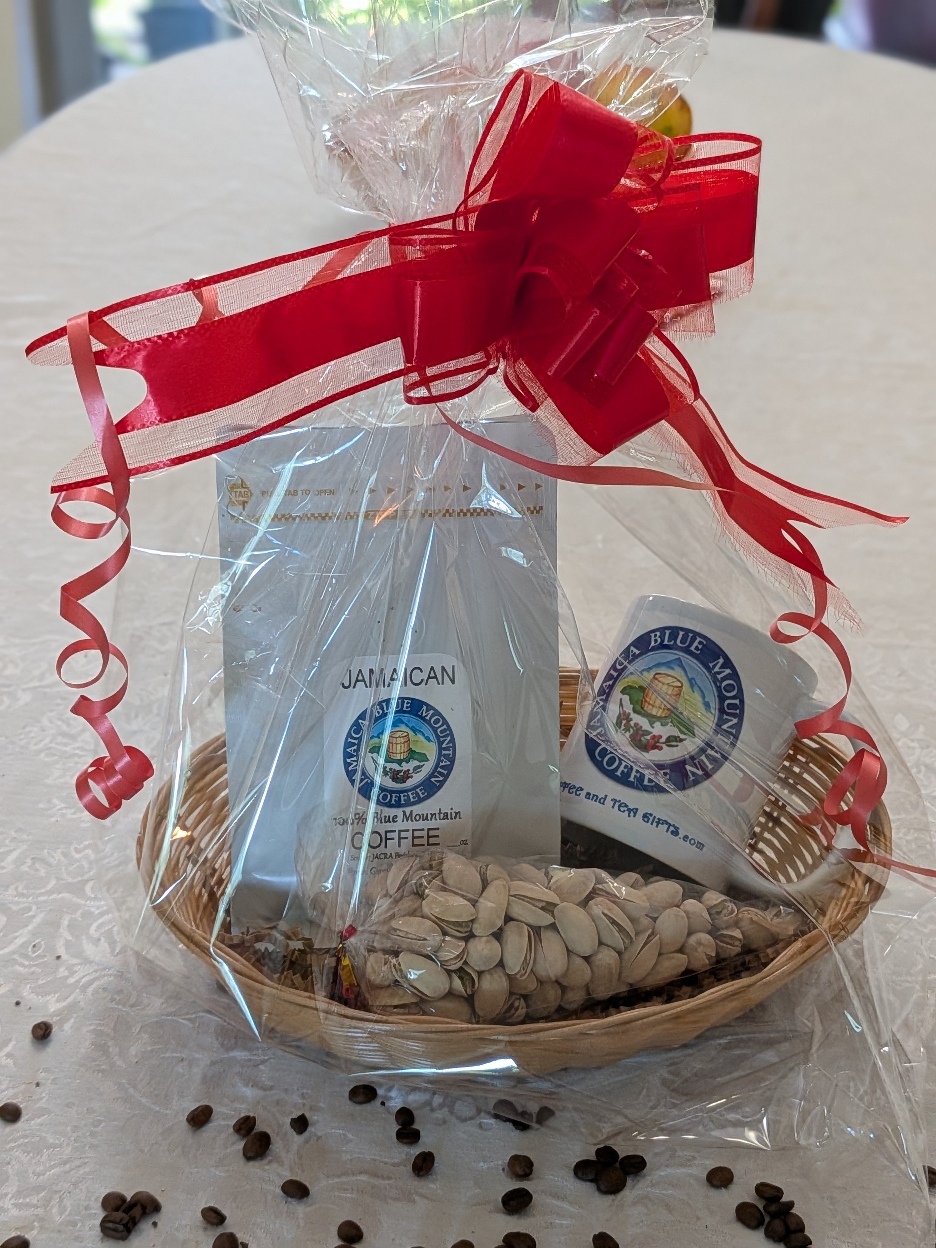 Jamaican Blue Mountain Coffee Gift Basket — Coffee, Matching Mug & Pistachios