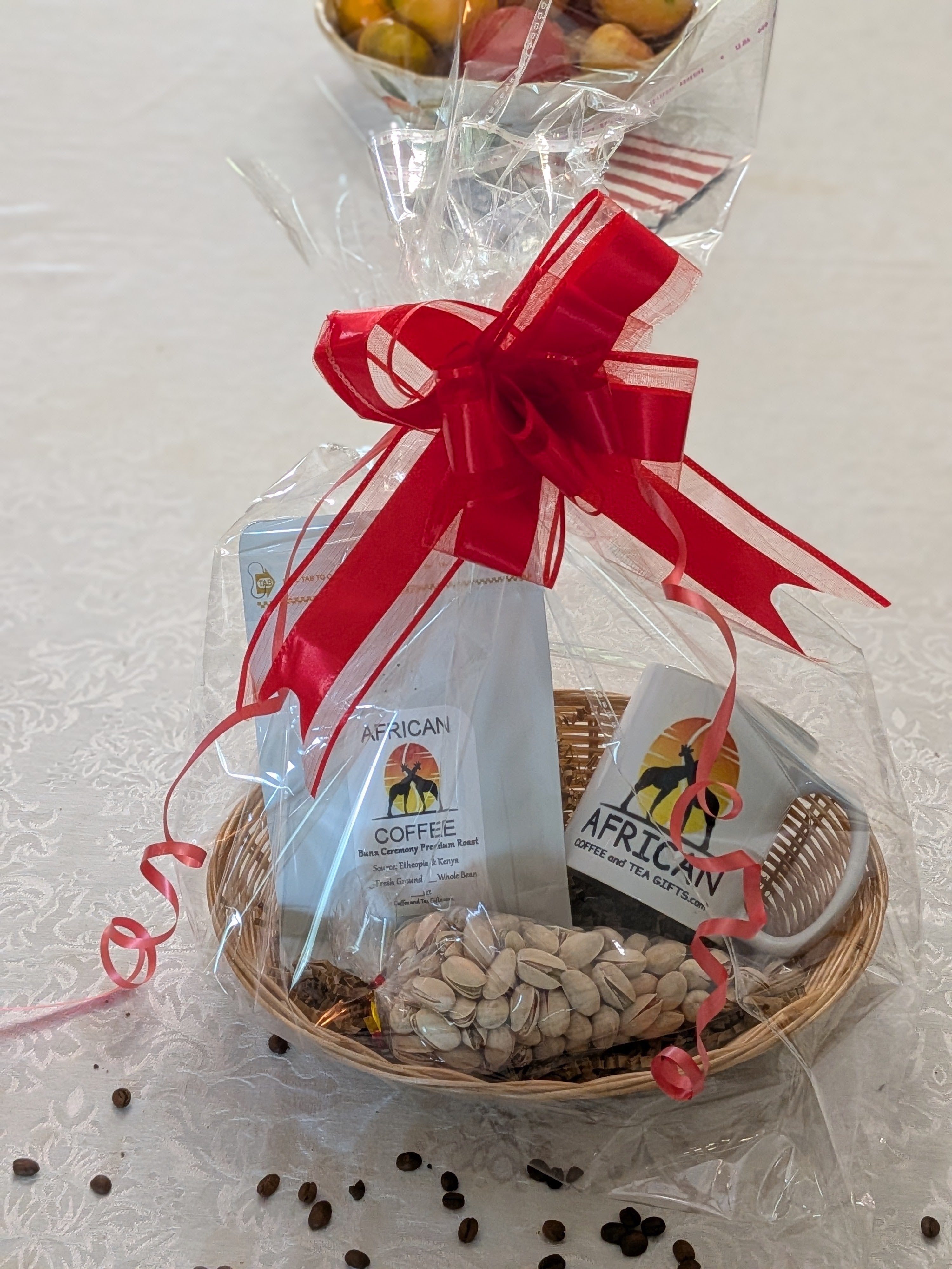 African Buna Ceremony Coffee Gift Basket — Traditional Coffee, Mug & Pistachios