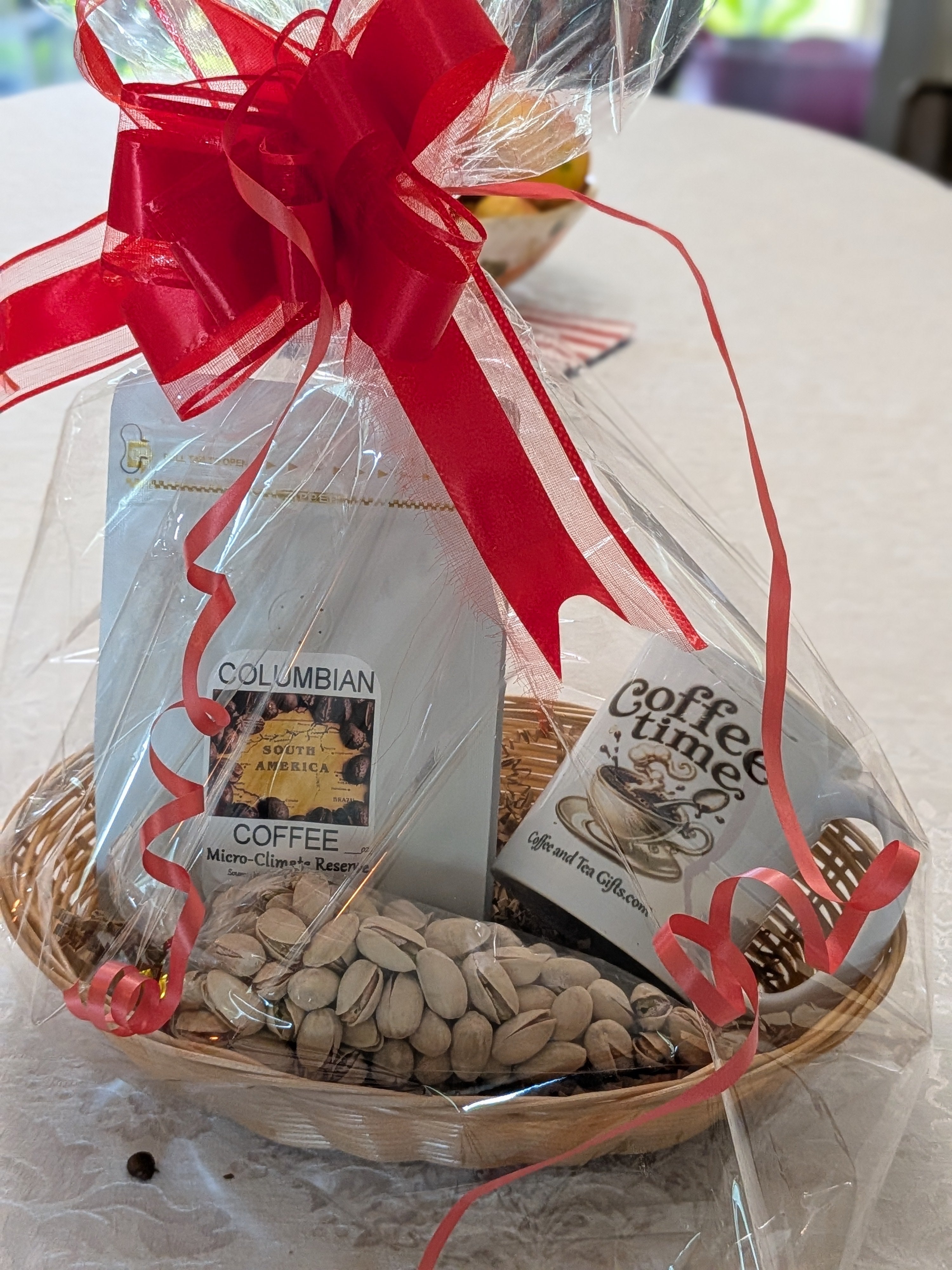 Colombian Micro-Climate Reserve Coffee Gift Basket — Coffee Time Mug & Pistachios