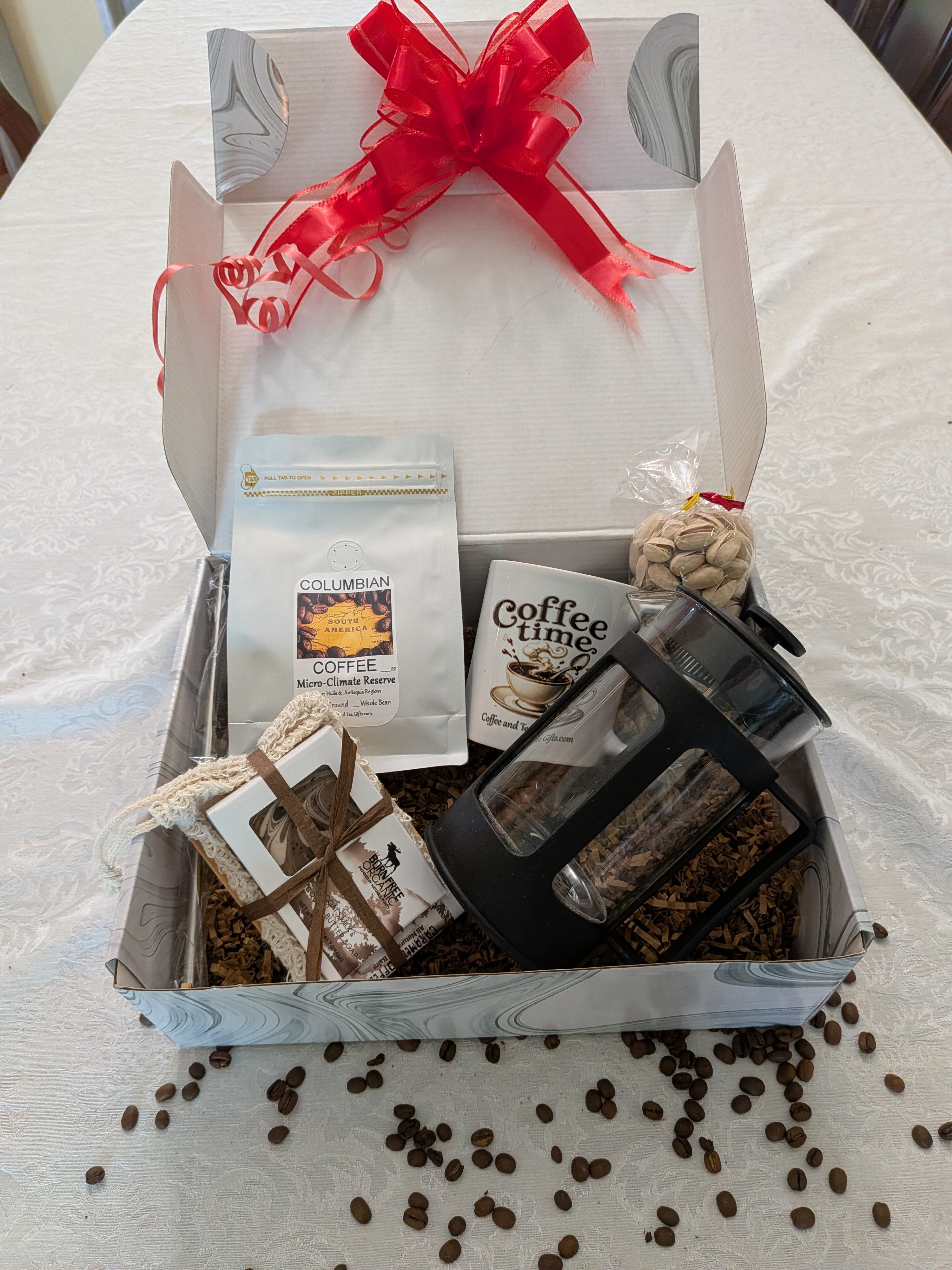 Colombian Micro-Climate Reserve Coffee Gift Box — Brewer, Mug & Soap Set