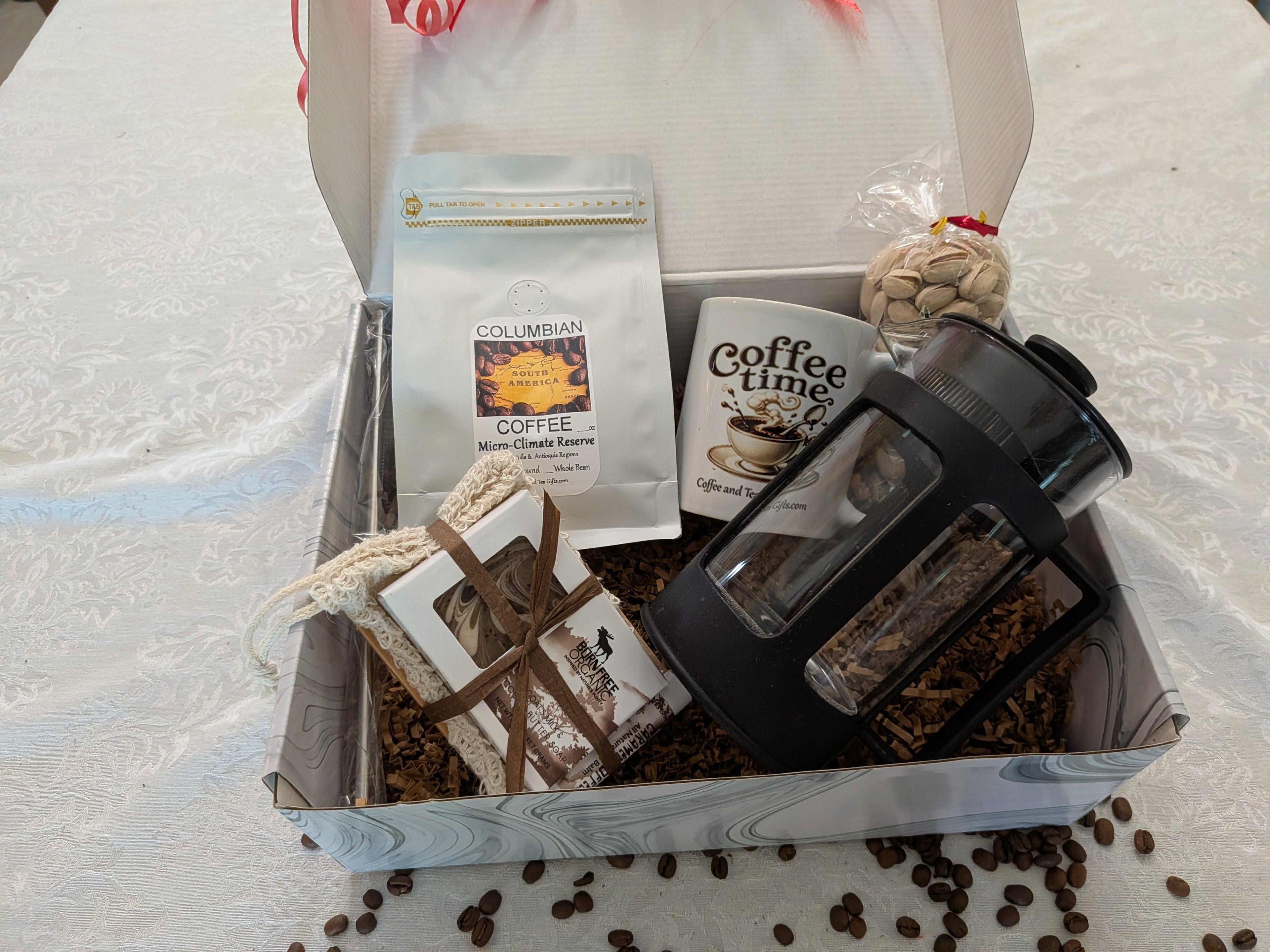 Colombian Micro-Climate Reserve Coffee Gift Box — Brewer, Mug & Soap Set