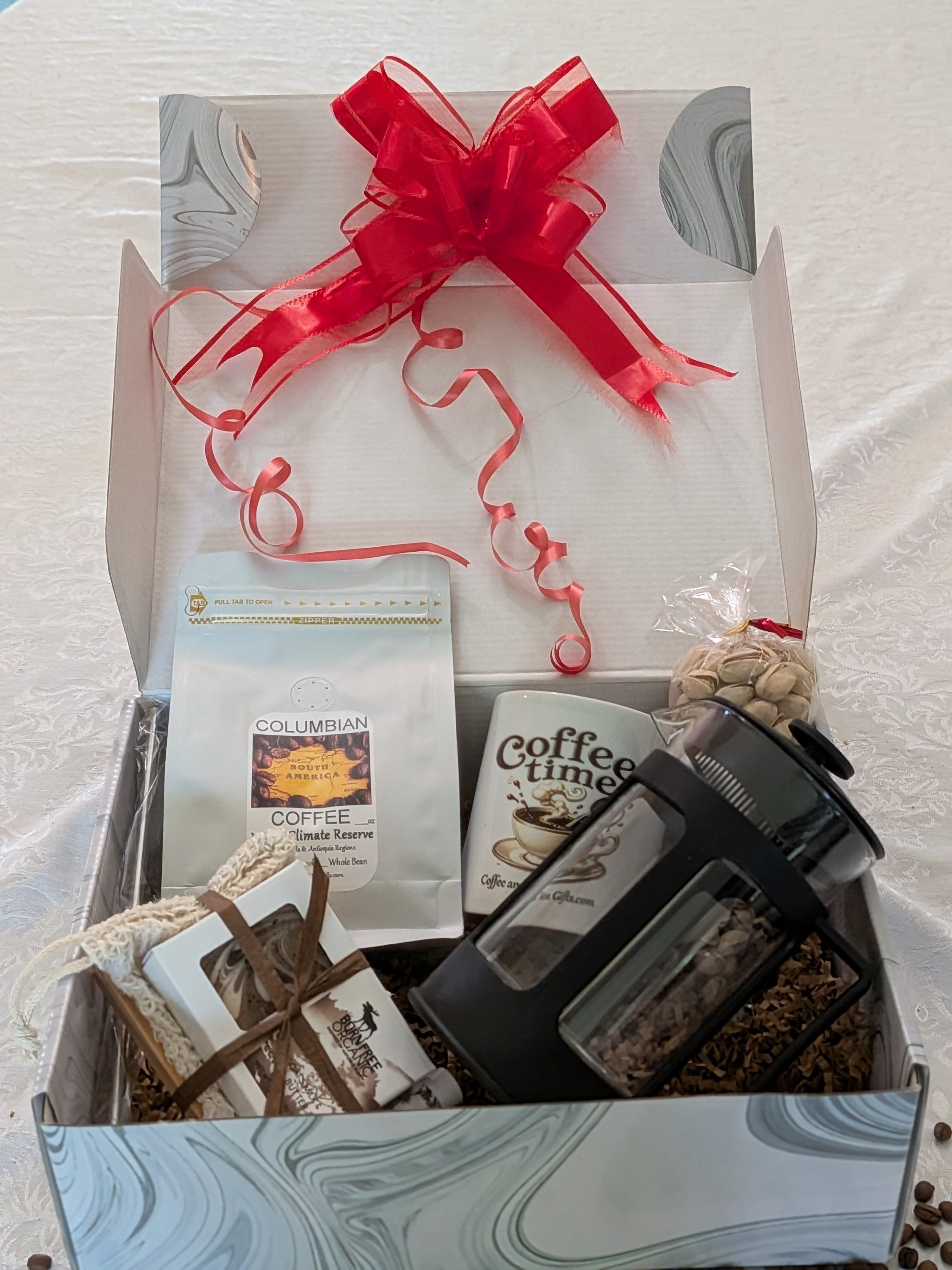 Colombian Micro-Climate Reserve Coffee Gift Box — Brewer, Mug & Soap Set