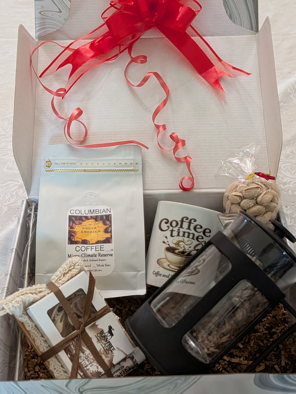 Colombian Micro-Climate Reserve Coffee Gift Box — Brewer, Mug & Soap Set