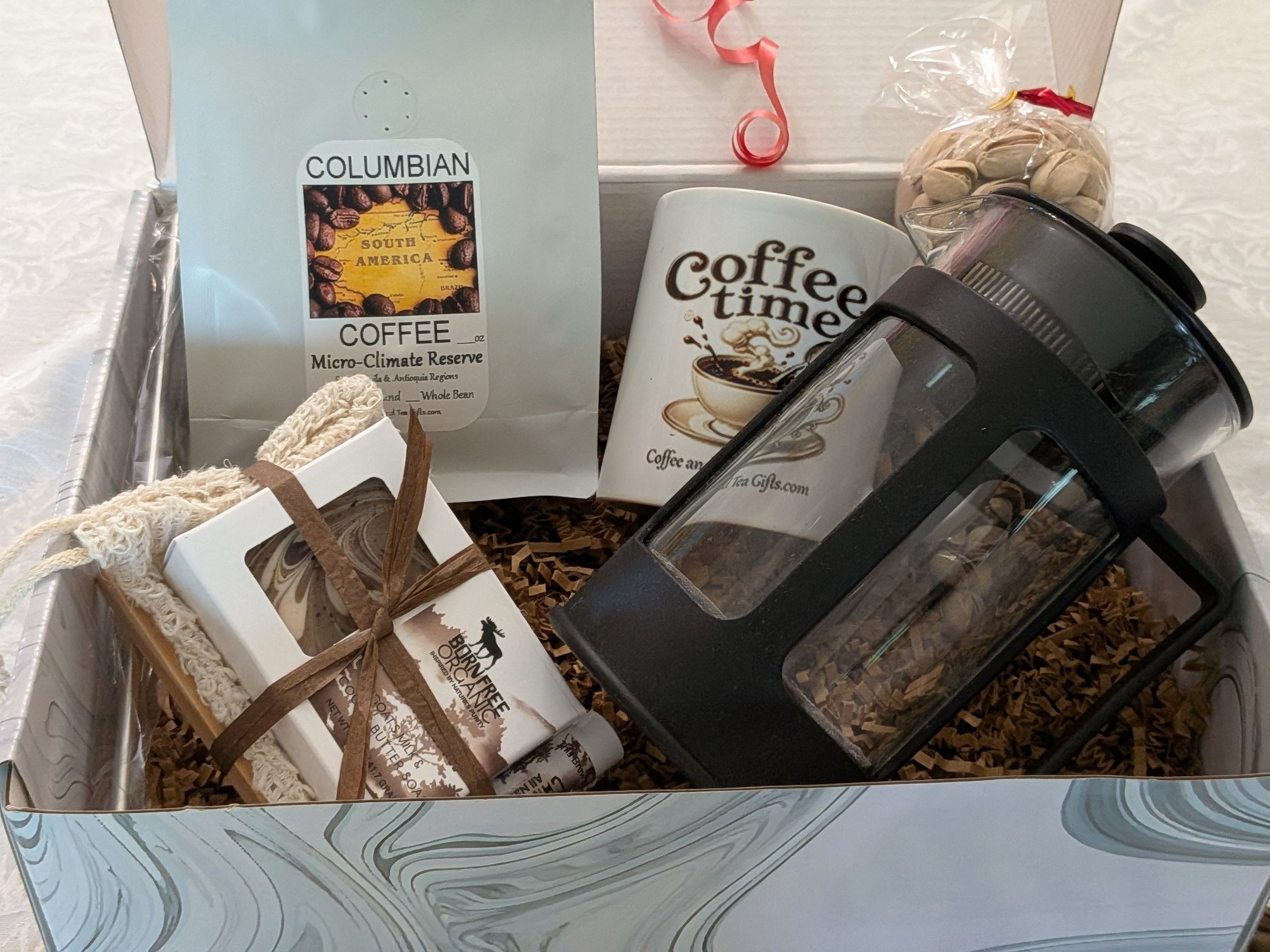 Colombian Micro-Climate Reserve Coffee Gift Box — Brewer, Mug & Soap Set