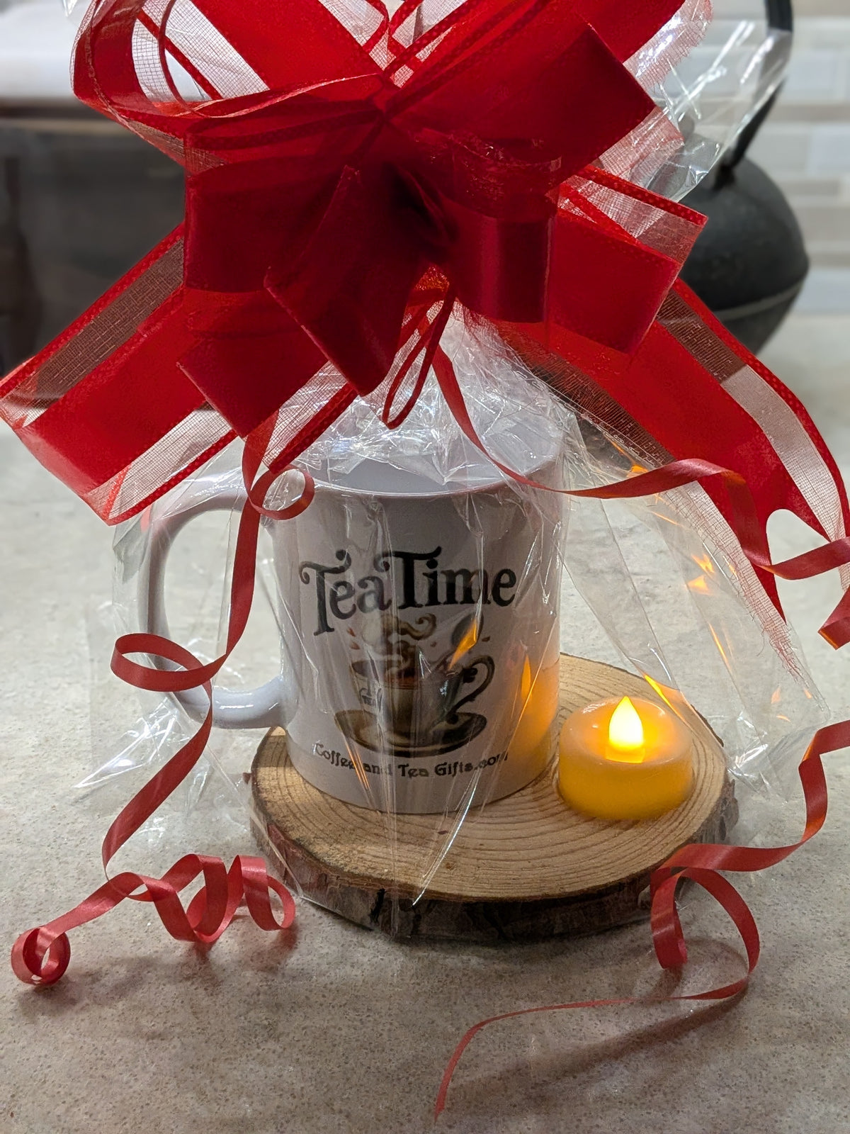 Tea Time Mug & Cedarwood Lighted Coaster Gift Set - Detail View | Coffee and Tea Gifts
