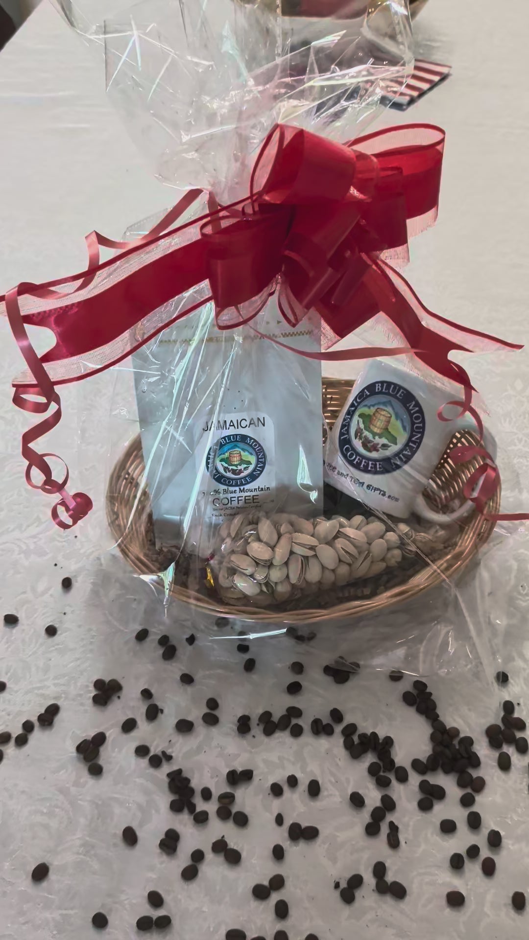 Jamaican Blue Mountain Coffee Gift Basket — Coffee, Matching Mug & Pistachios